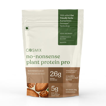 Cosmix No-Nonsense Plant Protein Pro | 26g Protein/Serve | Indonesian Cacao - 500G