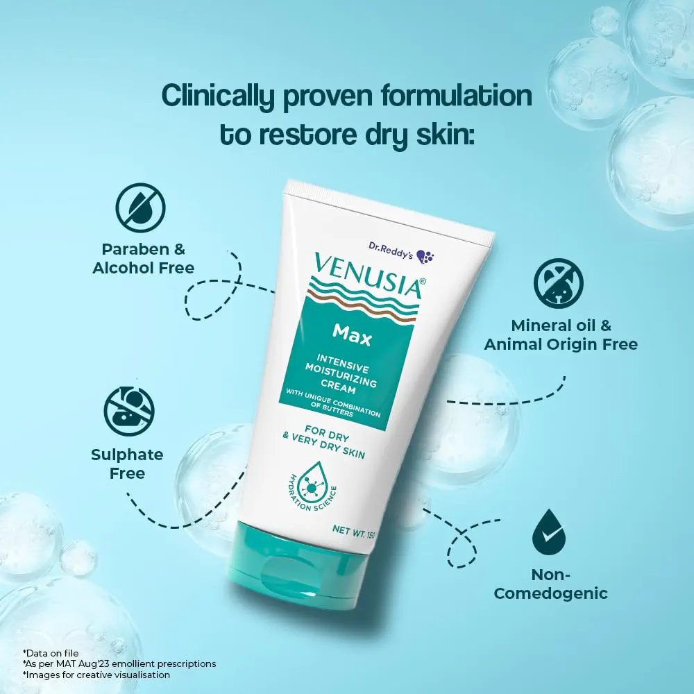 Venusia Max Intensive Moisturizing Cream For Dry Skin To Very Dry Skin, 150 Gm
