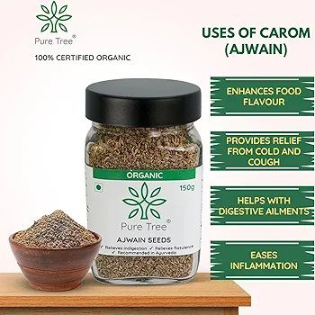 Pure Tree Certified Organic Carom Seeds|150 Gram|