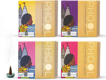 PHOOL LUXURY INCENSE Natural Incense Cones (Bundle Pack of 4)