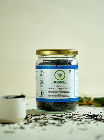 Dessoi Naturals Felicis Herbal Tea for Relaxation & Stress Relief | With Lemongrass and Rose
