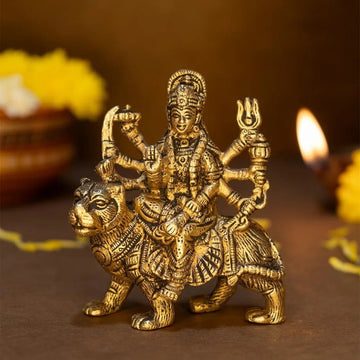 Ekhasa 100% Pure Brass Durga Maa Idol (Size: 12.8 cm)