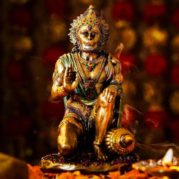 TIED RIBBONS Lord Hanuman Idol in Sitting Position (18 x 11 Cm, Multicolored)