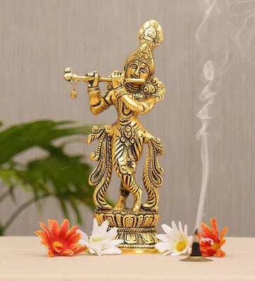KridayKraft Lord Krishna Metal Statue