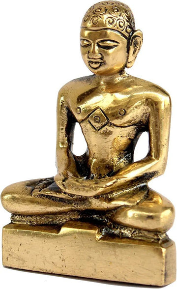 ESPLANADE Mahaveer Jain Mahavir Swami Murti Statue Idol Sculpture - Brass - 4" Inches – Golden |