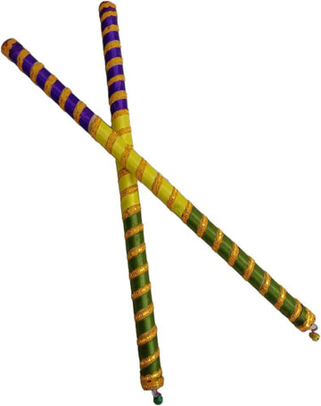 BookMyCostume Designer Multicolor Dandiya Sticks for Navratri Garba Premium Accessory for Kids & Adults