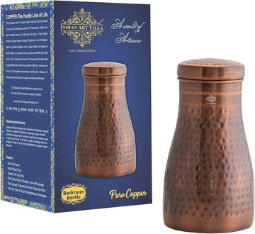INDIAN ART VILLA Pure Copper Water Bottle Volume 950 ml
