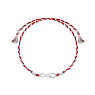 GIVA 925 Silver Infinity Rakhi With Roli Chawal, Cotton Thread | Quirky Rakshabandhan for Brother | Silver Rakhi for Boys & Men With Certificate of Authenticity and 925 Stamp