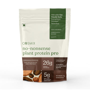 Cosmix No-Nonsense Plant Protein Pro | 26g Protein/Serve | Chikmagalur Mocha - 500G