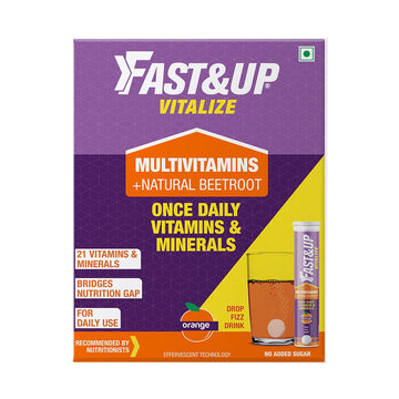 Fast&Up Vitalize - Immunity Essential Multivitamin For Men & Women (60 Effervescent Tablets, Orange Flavor)