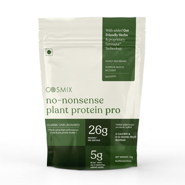 Cosmix No-Nonsense Plant Protein Pro | 26g Protein/Serve | Classic Unflavoured - 500 G