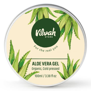 Vilvah Store Aloe Vera Gel with Pure Aloe Vera, Multipurpose Aloe Vera Gel for Skin - 100G (Pack of 1 )