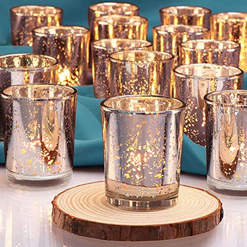 The Purple Tree Silver Mercury Votive Tealight Candle Holders For Diwali Christmas (Pack Of 6)