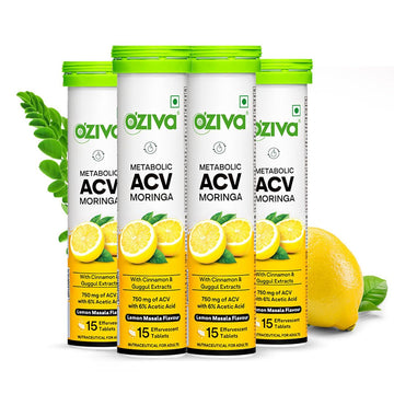 OZiva ACV Moringa Lemon Masala 360 gms-Pack of 4 (60 tablets).