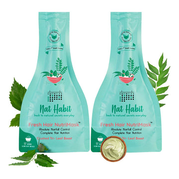 Nat Habit Crushed Tri-Leaf NutriMask - Hair Mask For Hair Fall Control, Conditioning - (Pack of 2 x 40gm)
