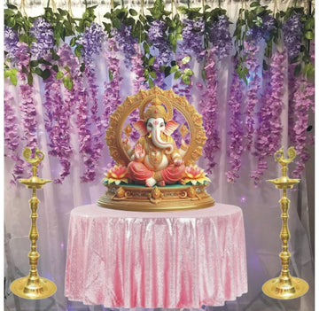 Lazybee Ganpati Decor Kit with Wisteria, Curtains & LED Lights