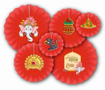 Atpata Funky Ganesh Chaturthi Paper Fans