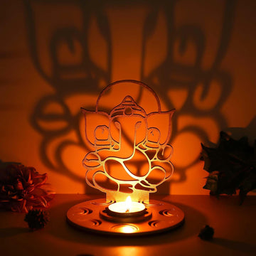 Ganesha MDF Shadow Tea Light Candle Holder Decor