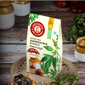 G Pulla Reddy Gongura Pickle Pouch -Without Garlic - 400g
