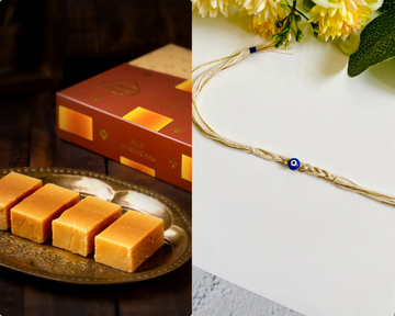 Evil Eye Braided Bhai Rakhi & Almond House Milk Mysore Pak - 225 G