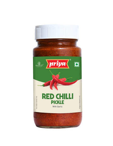 Priya Red Chilli Pickle - With Garlic - Min 300 G