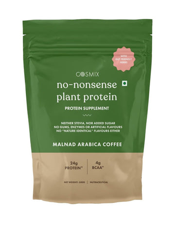 Cosmix No-Nonsense Plant Protein | 24g Protein/Serve | Malnad Arabica Coffee -500 G