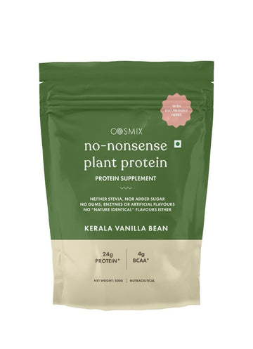 Cosmix No-Nonsense Plant Protein | 24g Protein/Serve | Kerala Vanilla Bean - 500 G