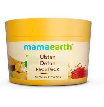 Mamaearth Ubtan Detan Face Pack with Turmeric & Saffron for Normal to Oily Skin 200 g