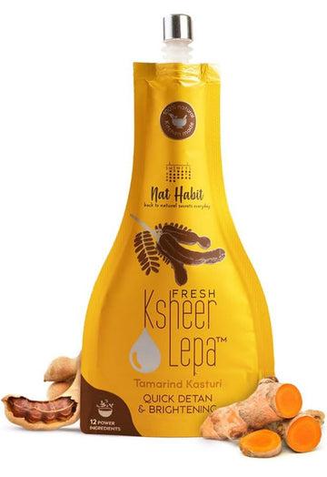 Nat Habit Fresh Tamarind Kasturi Ksheer Lepa Face Mask For Quick Detan & Brightening - (40g of Each, Pack of 2)