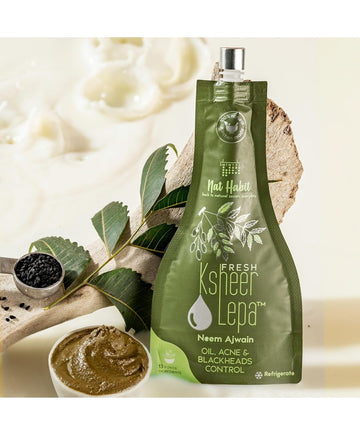 Nat Habit Fresh Neem Ajwain Ksheer Lepa Face Mask For Oily Skin - (40g of Each, Pack of 2)