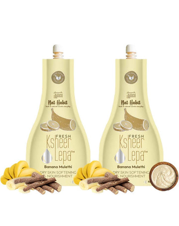 Nat Habit Fresh Banana Mulethi Ksheer Lepa Face Mask For Dry Skin Softening - (40g of Each, Pack of 2)