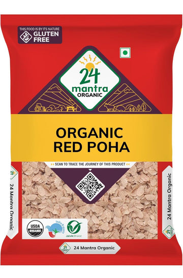 24 Mantra Organic Red Poha/Flattened Red Rice/Erra Atukula - 500gms