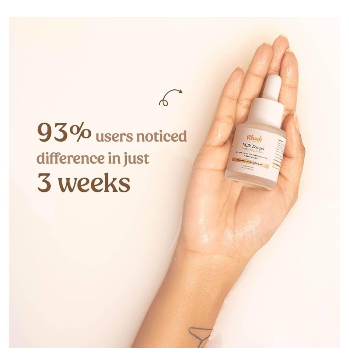 Vilvah Store Milk Drops Brightening Serum Formulated With Rice Milk Extract - 20 ml