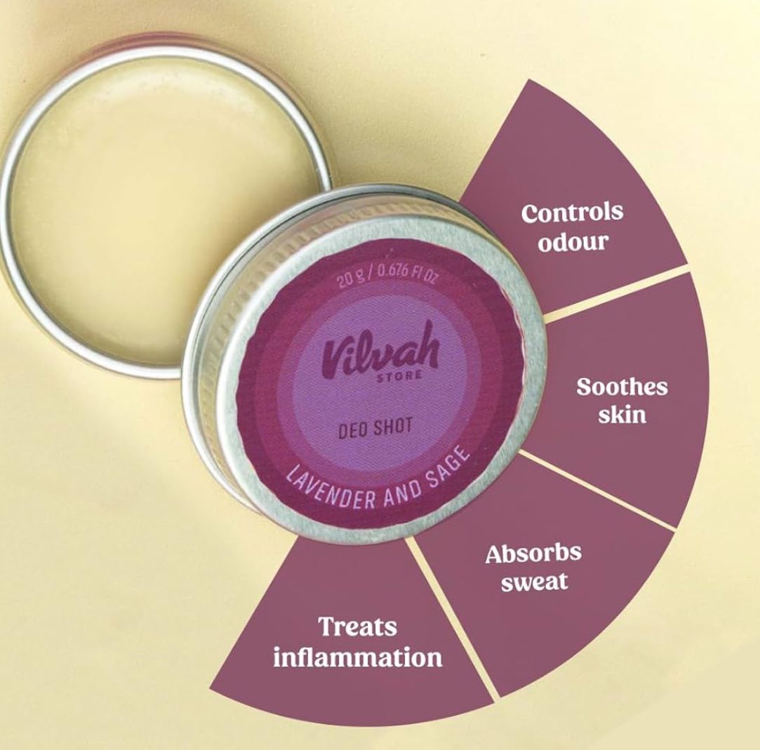 Vilvah STORE Deo Shot Lavender And Sage Cream For Unisex, 20 G