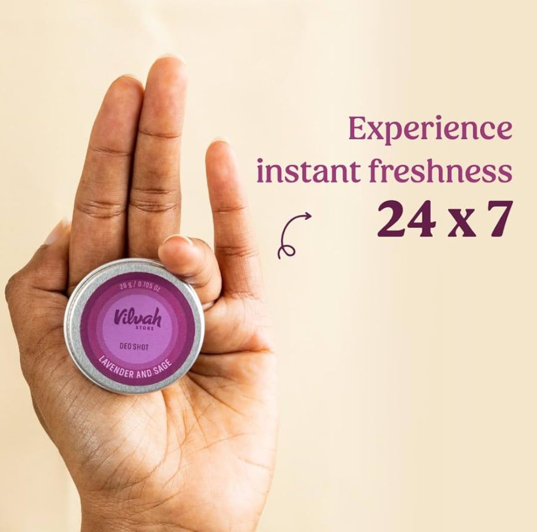 Vilvah STORE Deo Shot Lavender And Sage Cream For Unisex, 20 G