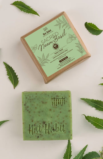 Nat Habit Cold Processed Sacred Neem-Basil Soap - 125 Grams