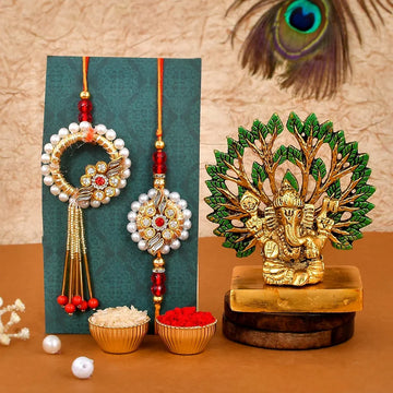 CraftVatika Metal Rakhi Gift Combo Brother Bhaiya and Bhabhi - 1