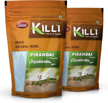 KILLI Pirandai | Hadjod | Veld Grape | Cissus quadrangularis | Nalleru Powder, 100g (Pack of 2)