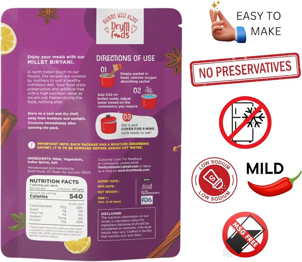 DryM Foods Instant Millet Biryani