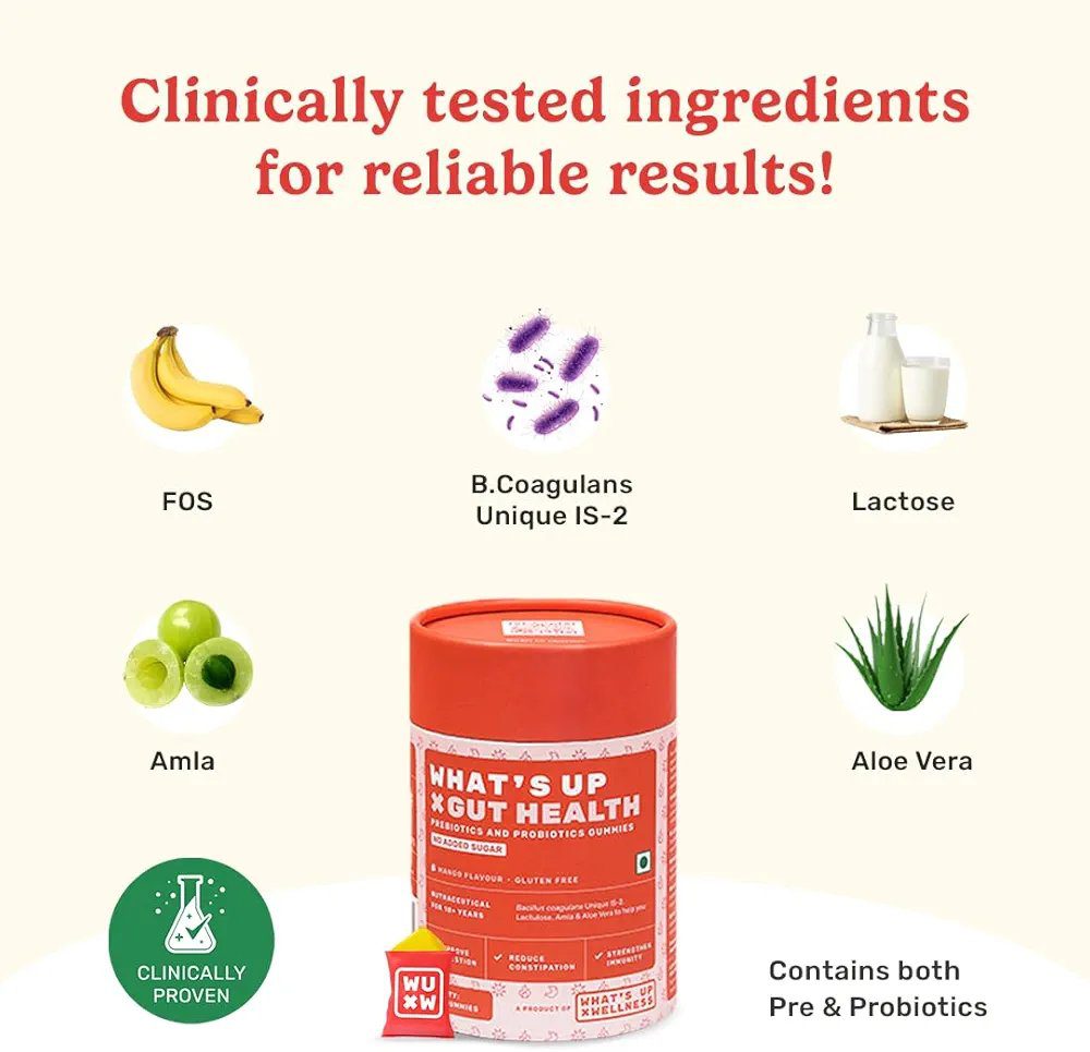 What's Up Wellness Gut Health Supplements Gummies- 30 pcs