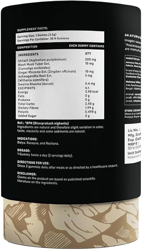 What’s Up Wellness Shilajit/Shilajeet Gummies - 30 pcs
