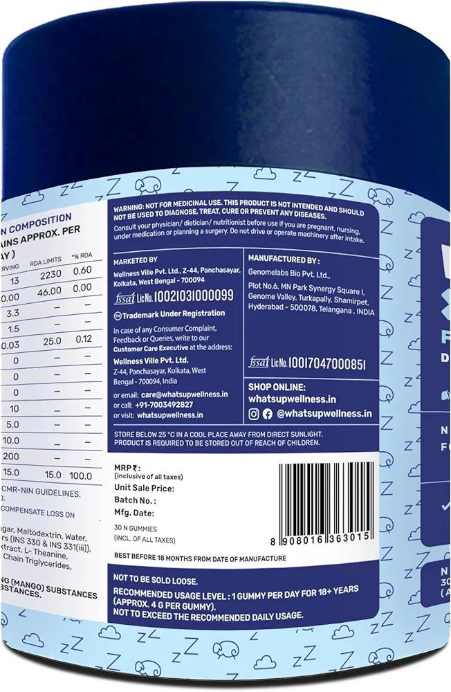 What's Up Wellness Melatonin 5 Mg Sleep Gummies- 30 pcs