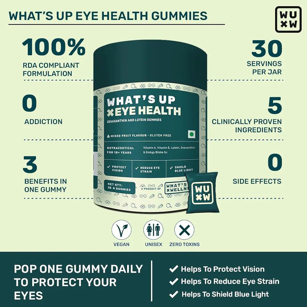 What's Up Wellness Eye Health Gummies To Maintain Eye Health - 30 Days Pack (30 Gummies)