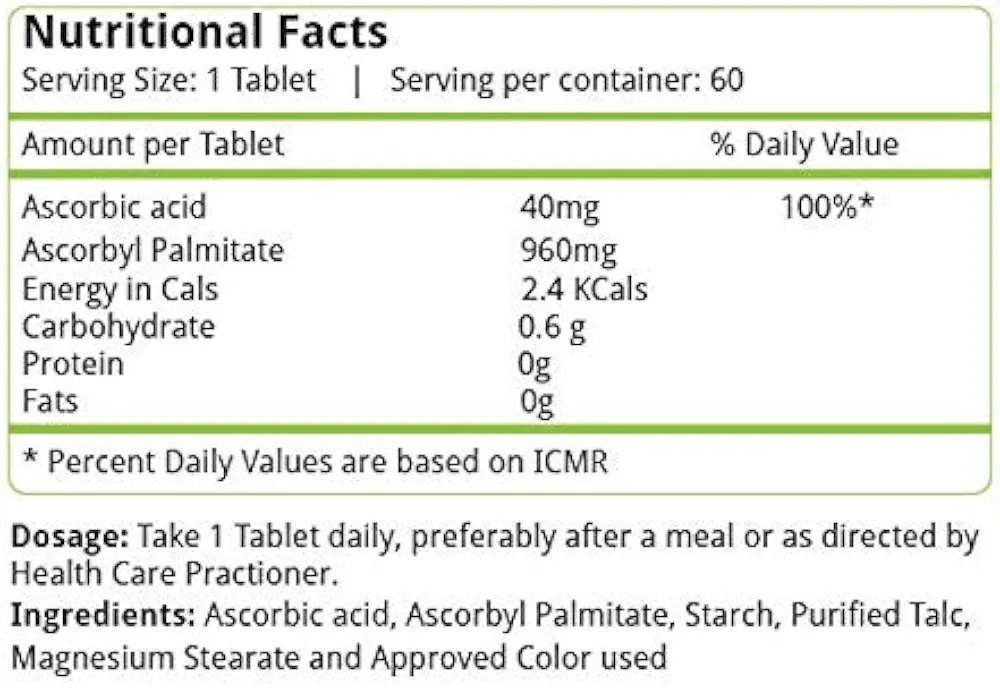 Nature's Velvet Lifecare Vitamin C 1000mg, 60 Tablets