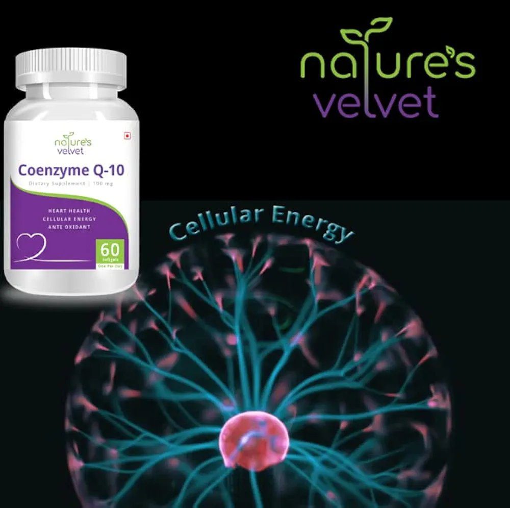 nature's velvet Coenzyme Q-10 Rich in Antioxidant, Promotes Heart Health &amp; Boosts Energy, 60 Softgels