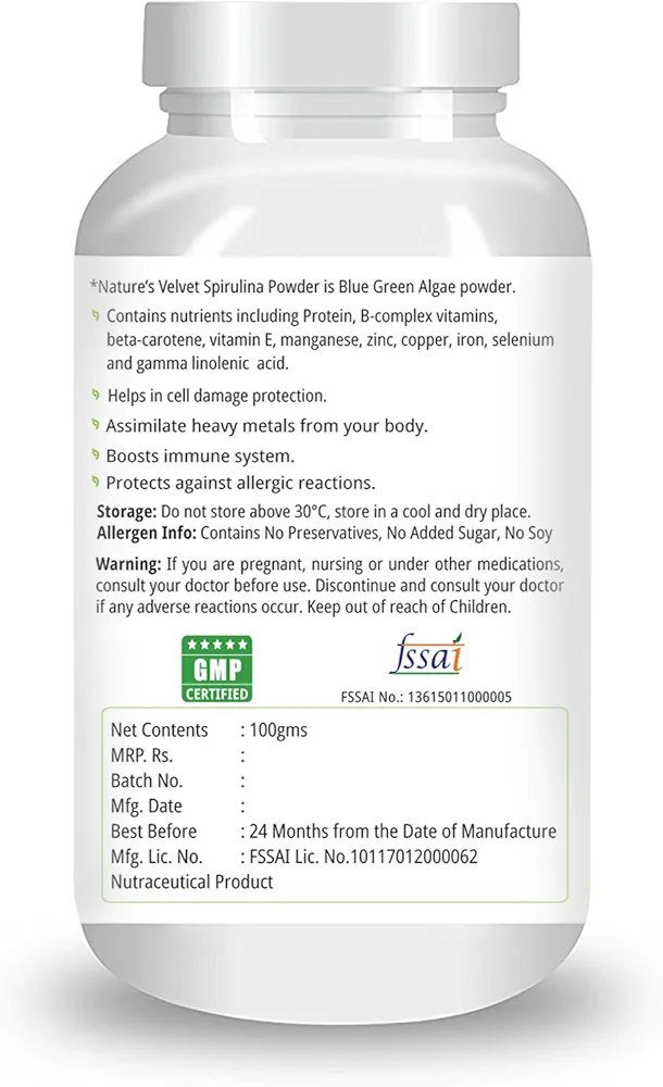 Natures Velvet Lifecare Spirulina Powder, 100 gms