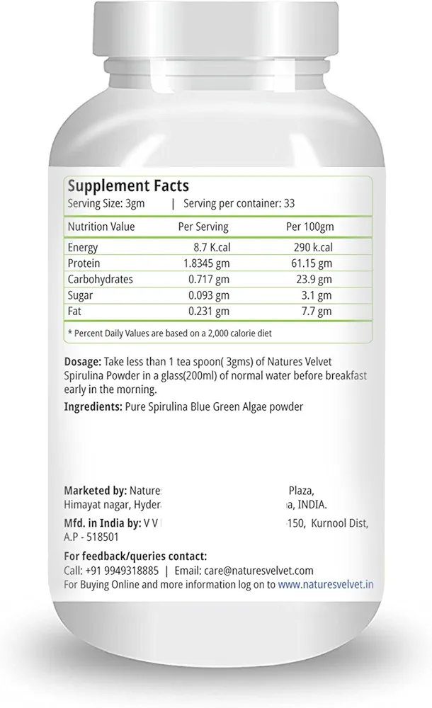 Natures Velvet Lifecare Spirulina Powder, 100 gms