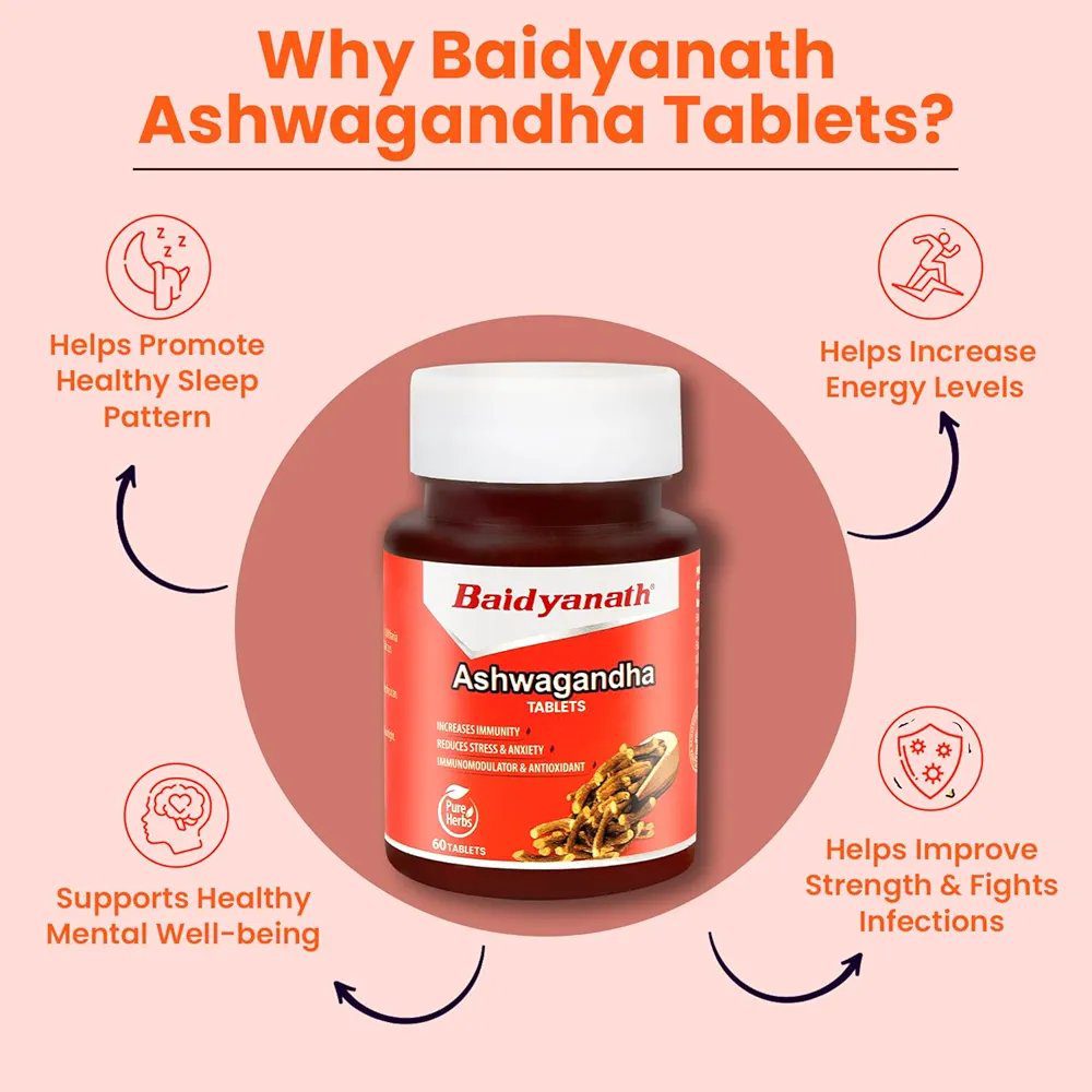 Baidyanath Ashwagandha 60 Tablets (Pack of 1)