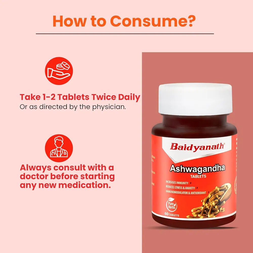 Baidyanath Ashwagandha 60 Tablets (Pack of 1)
