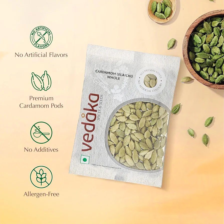 Vedaka Whole Cardamom (Elaichi), 50g